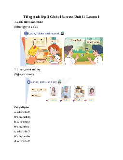 Tiếng Anh lớp 3 Global Success Unit 11 Lesson 1