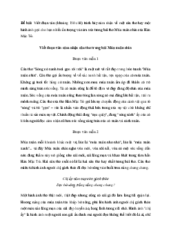 Đoạn văn cảm nhận về câu thơ hay một hình ảnh trong bài thơ Mùa xuân chín | Văn mẫu lớp 10 Kết Nối Tri Thức