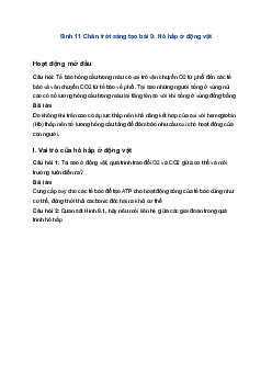 Sinh 11 Chân trời sáng tạo bài 9: Hô hấp ở động vật