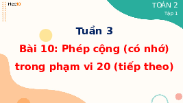 Giáo án điện tử Toán 2 Chương 1 Cánh diều: Phép cộng (có nhớ) trong phạm vi 20 (tiếp theo)