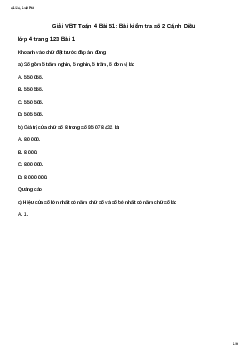 Vở bài tập Toán lớp 4 Bài 51: Bài kiểm tra số 2 Cánh diều