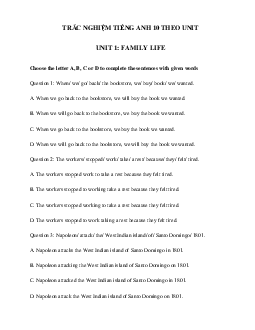 Trắc nghiệm Writing tiếng Anh lớp 10 Unit 1 Family Life | Global Success