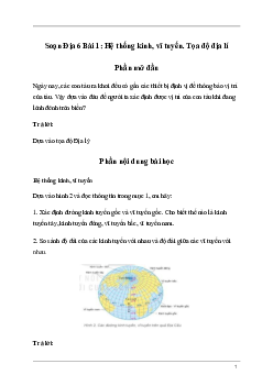 Giải Địa lí 6 Bài 1: Hệ thống kinh, vĩ tuyến. Tọa độ địa lí | Kết nối tri thức