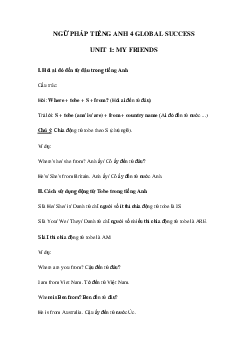 Ngữ pháp unit 1 lớp 4 Global success