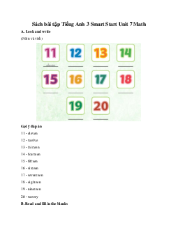 Giải Sách bài tập Tiếng Anh 3 Smart Start Unit 7 Toys Math