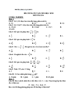 Đề cương cuối học kì 2 Toán 6 năm 2023 – 2024 trường THCS Vạn Phúc – Hà Nội
