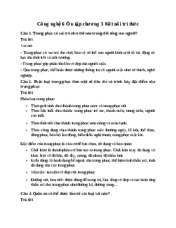 Công nghệ 6 Ôn tập chương 3 Kết nối tri thức