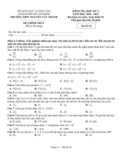 Đề học kỳ 2 Toán 10 năm 2024 – 2025 trường THPT Nguyễn Tất Thành – TP HCM