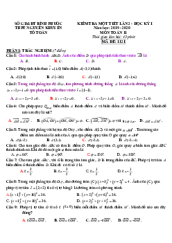Đề kiểm tra lần 2 HK1 Toán 11 năm 2019 – 2020 trường Nguyễn Khuyến – Bình Phước