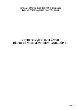 Đề thi Olympic 10 tháng 3 lần thứ 5 môn Tiếng Anh năm 2021 lớp 11 THPT Nguyễn Trãi