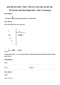 Giải Toán 7 Bài 1: Số vô tỉ. Căn bậc hai số học | Cánh diều