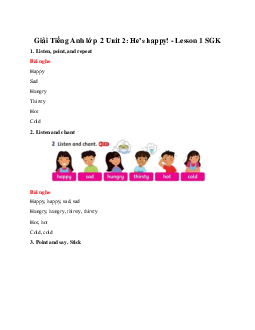 Unit 2: He’s happy! - Lesson 1 SGK | Tiếng Anh lớp 2 Family and Friends