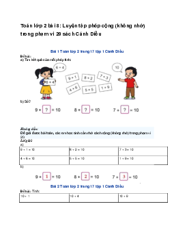 Toán lớp 2 bài 8: Luyện tập phép cộng (không nhớ) trong phạm vi 20 sách  | Cánh Diều