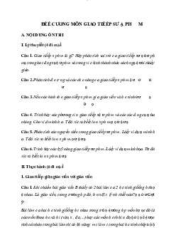 Đề cương môn giao tiếp sư phạm | Đại học Sư Phạm Hà Nội