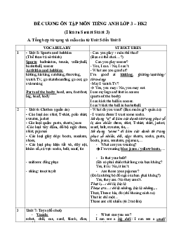 Đề cương ôn tập học kì 2 môn Tiếng Anh 3 năm 2022 - 2023 | i-Learn Smart Start