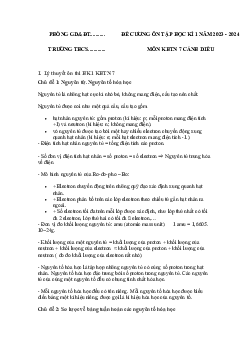 Đề cương ôn tập học kì 1 môn Khoa học tự nhiên 7 sách Cánh diều