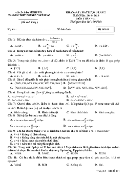 Đề KSCL Toán 11 lần 2 năm 2019 – 2020 trường Nguyễn Viết Xuân – Vĩnh Phúc