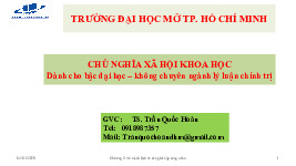 Chương 5 Cơ cấu xã hội - giai cấp và liên minh giai cấp, tầng lớp trong thời kỳ quá độ lên chủ nghĩa xã hội | Bài giảng chủ nghĩa xã hội khoa học