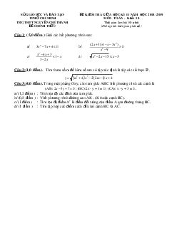 Đề kiểm tra giữa học kỳ 2 Toán 10 năm 2018 – 2019 trường Nguyễn Chí Thanh – TP HCM