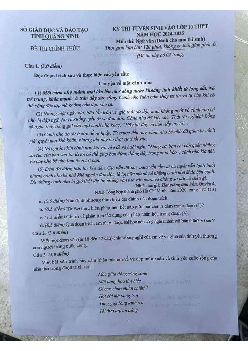 Đề thi tuyển sinh vào 10 môn Ngữ Văn của Sở GD&ĐT Quảng Ninh năm học 2024 - 2025