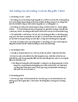 Ảnh hưởng  của môi trường vĩ mô đến tác động đến Viettel