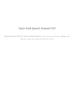 Taylor Swift Speech Analysis | ENGLISH LINGUISTICS AND LITERATURE (K40) | Đại học Khoa học Xã hội và Nhân văn, Đại học Quốc gia Thành phố HCM