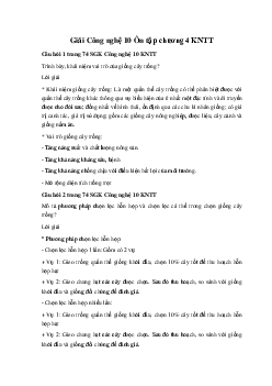 Giải Công nghệ 10 Ôn tập chương 4 KNTT