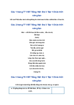 Giải Bài 3: Đôi bạn trang 77 VBT Tiếng Việt lớp 3 Tập 1 Chân trời sáng tạo