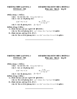 Kiểm tra Đại số 10 chương 4 trường Lai Vung – Đồng Tháp