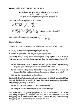 Bộ đề tham khảo cuối kì 1 Toán 9 năm 2023 – 2024 phòng GD&ĐT quận 8 – TP HCM