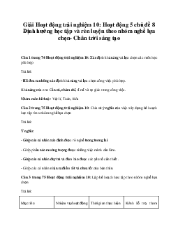 Giải Hoạt động trải nghiệm 10: Hoạt động 5 chủ đề 8 Chân Trời Sáng Tạo