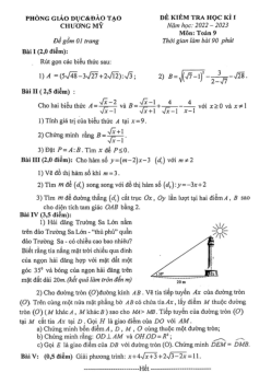 Đề học kì 1 Toán 9 năm 2022 – 2023 phòng GD&ĐT Chương Mỹ – Hà Nội