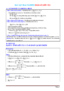 TOP 50 câu trắc nghiệm hàm số liên tục (có đáp án)