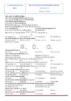 Bộ đề thi thử Hóa 11 học kỳ 2 năm học 2020-2021