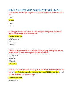 Tổng hợp câu hỏi trắc nghiệm môn Nghiệp vụ nhà hàng | Trường Cao đẳng Du lịch Sài Gòn