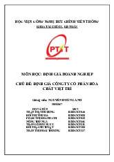 Bài tập nhóm Phân tích Công ty cổ phần hóa chất Việt Trì môn Định giá doanh nghiệp | Học viện Công Nghệ Bưu Chính Viễn Thông
