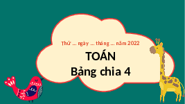 Giáo án điện tử Toán 3 Chương 1 Cánh diều: Bảng chia 4