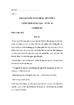 Bài tập cuối tuần tiếng Việt lớp 3 Chân trời sáng tạo Tuần 18 cơ bản