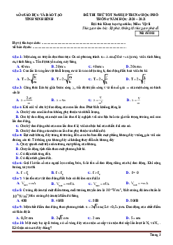 Đề thi thử THPT Quốc Gia 2021 môn Lý Sở GD & ĐT Ninh Bình Lần 1 (có đáp án)