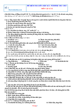 Bộ Đề Thi Giữa Học Kỳ 2 Vật Lí 12 Năm 2023 Có Đáp Án