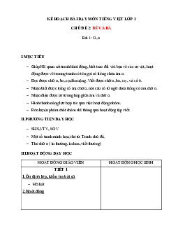 Chủ đề 2: Bé và ba | Bài 1 | Giáo án Tiếng Việt 1 bộ sách Chân trời sáng tạo