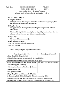 Giáo án Toán lớp 4 Tuần 19 | Chân trời sáng tạo