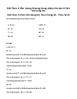Giải Toán lớp 4 Bài 51: Ước lượng thương trong phép chia | Chân trời sáng tạo