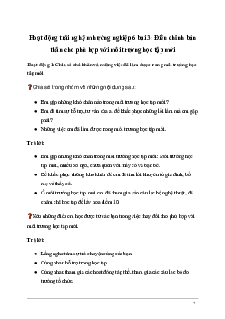 Giải Hoạt động trải nghiệm 6: Điều chỉnh bản thân cho phù hợp với môi trường học tập mới | Kết nối tri thức