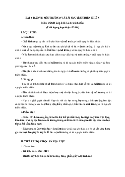 Giáo án Giáo dục công dân 8 Bài 5: Bảo vệ môi trường và tài nguyên thiên nhiên | Cánh diều