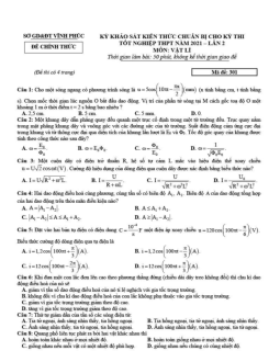 Đề thi thử THPT Quốc gia 2021 môn Vật Lí Sở GD&ĐT Vĩnh Phúc lần 2 (có đáp án)