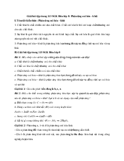 Giải bài tập trang 113 SGK Hóa lớp 8: Phản ứng oxi hóa - khử