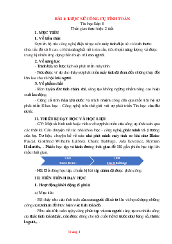 Giáo Án môn Tin Học 8-KNTT Bài 1: Lịch Sử Công Cụ Tính Toán năm 2023-2024