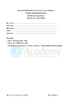 Đề thi tuyển dụng ngân hàng Vietcombank 2018 (có đáp án)