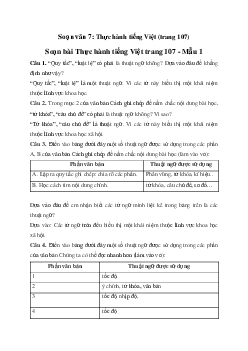 Thực hành tiếng Việt trang 107 | Soạn văn 7 Chân trời sáng tạo